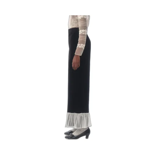 Cotton Velvet Trousers With Organza Detail