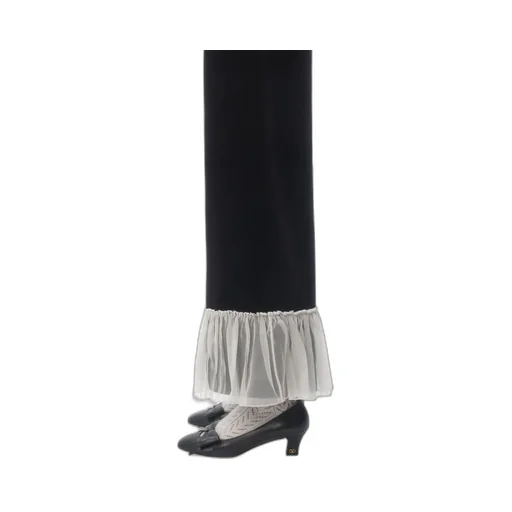 Cotton Velvet Trousers With Organza Detail