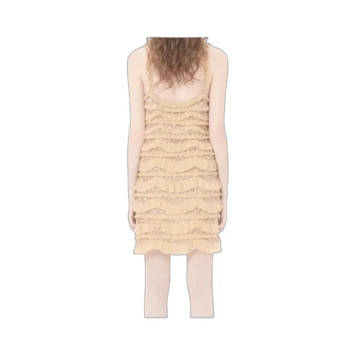 Embroidered Ruffle Dress