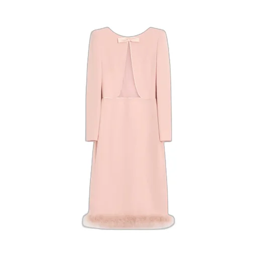 Midi Dress With Feather Trim