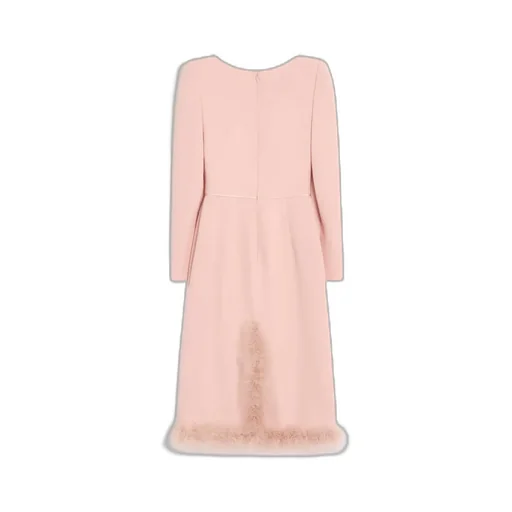 Midi Dress With Feather Trim