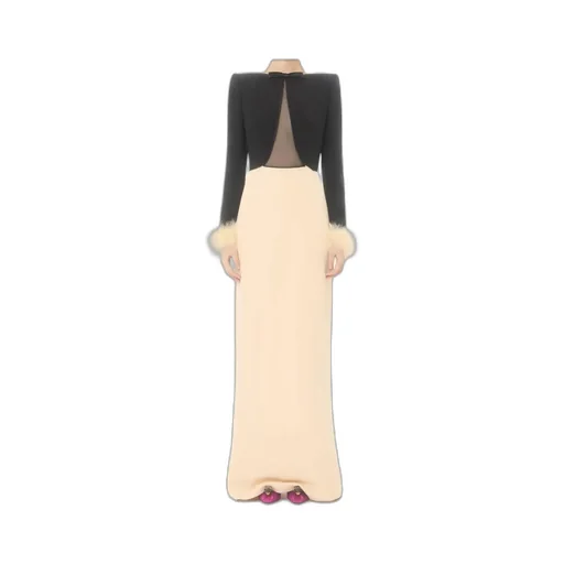 Cady Couture Long Dress With Feathers