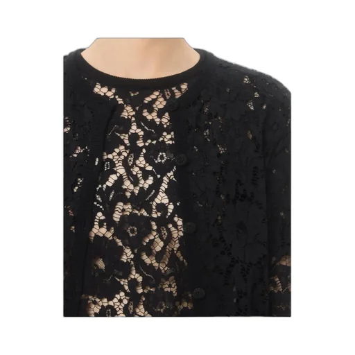 Lace Feather-Trim Cardigan