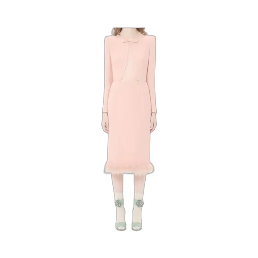 Midi Dress With Feather Trim