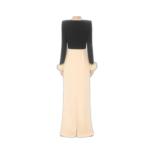 Cady Couture Long Dress With Feathers