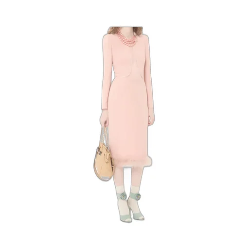 Midi Dress With Feather Trim