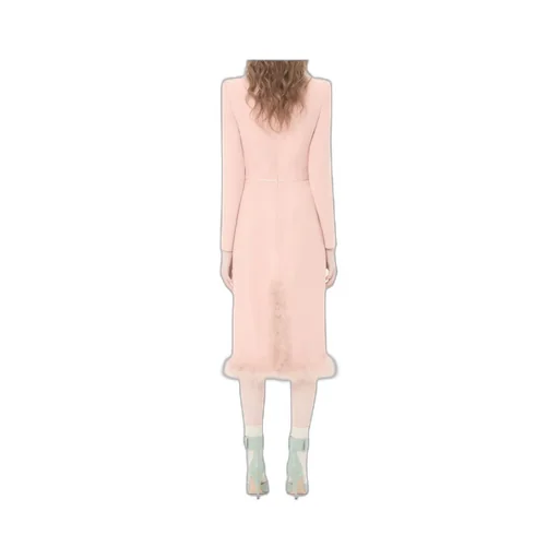 Midi Dress With Feather Trim