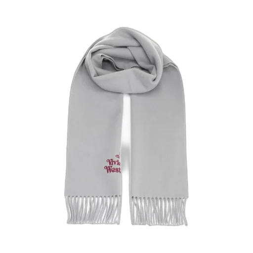 Logo Embroidered Fringed Scarf