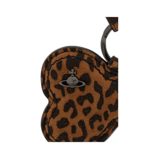 Leopard-Printed Logo Plaque Keyring