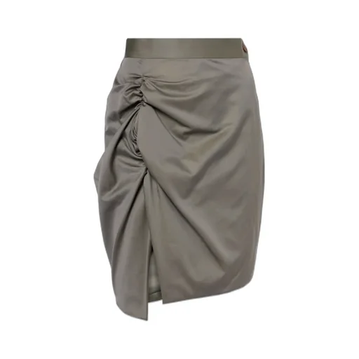 Side Panther Cotton Satin Miniskirt
