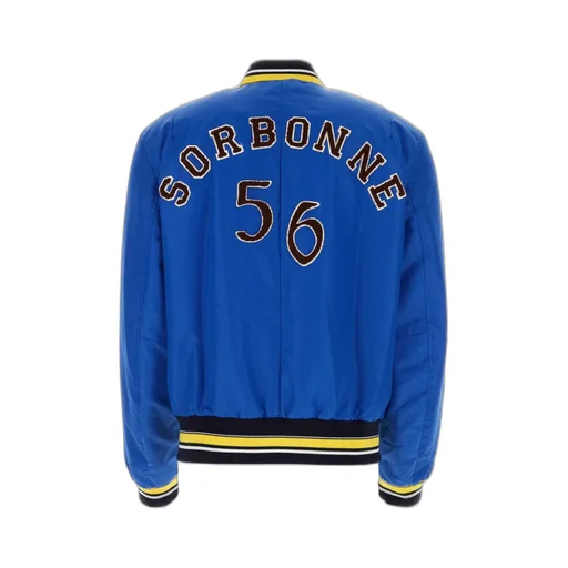 Striped Hem Logo Patch Bomber Jacket