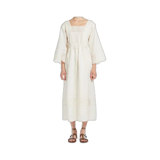 Feminine Dress In Linen Canvas