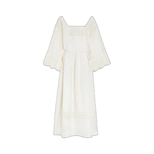Feminine Dress In Linen Canvas