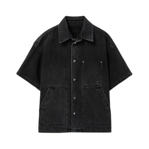 Short-Sleeved Denim Shirt