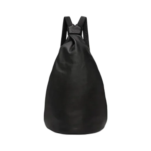 Logo-Embossed Leather Backpack