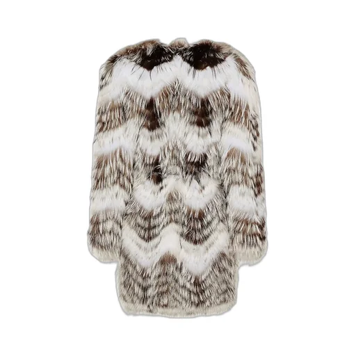 Belted Coat In Merino Knit And Fox Fur