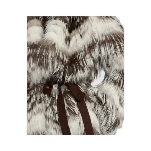 Belted Coat In Merino Knit And Fox Fur