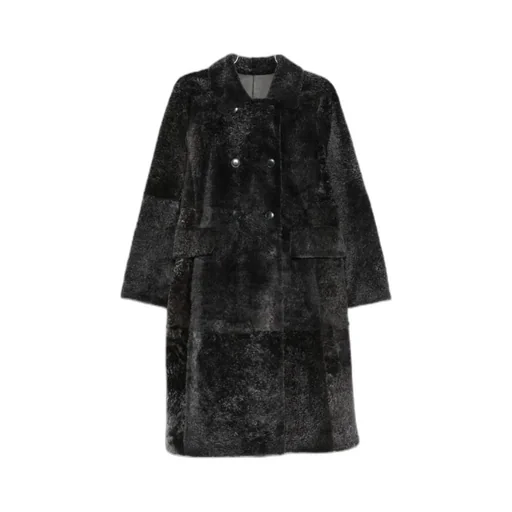 Sheepskin Double-Breasted Pocketed Coat