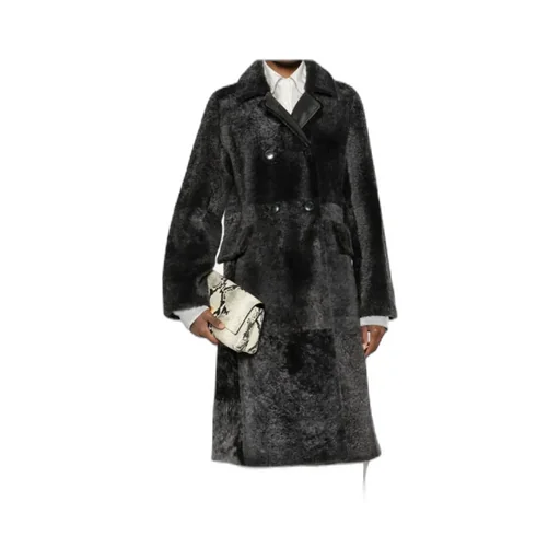 Sheepskin Double-Breasted Pocketed Coat