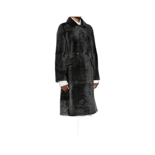 Sheepskin Double-Breasted Pocketed Coat