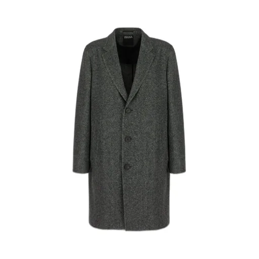 Cashmere Blend Longline Coat With Notched Lapels