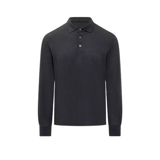 Buttoned Long-Sleeved Polo Shirt