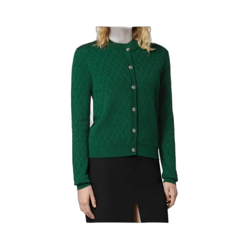 Pattern-Jacquard Knitted Cardigan