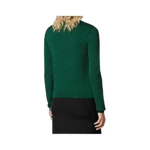 Pattern-Jacquard Knitted Cardigan