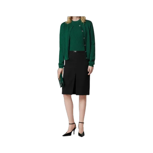 Pattern-Jacquard Knitted Cardigan