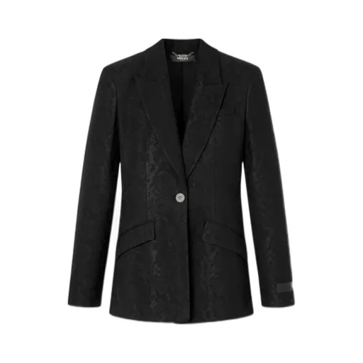 Pattern-Jacquard Single-Breasted Blazer