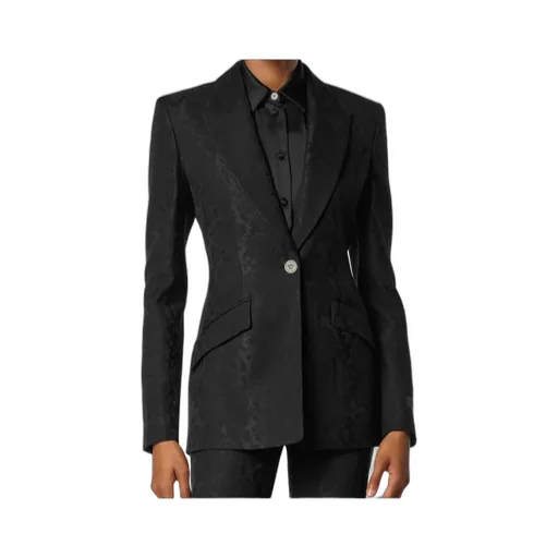 Pattern-Jacquard Single-Breasted Blazer