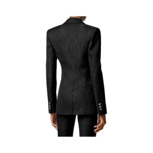 Pattern-Jacquard Single-Breasted Blazer