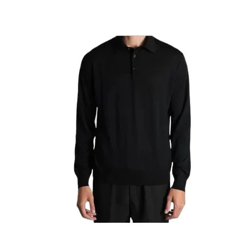 Long Sleeved Knitted Polo Shirt