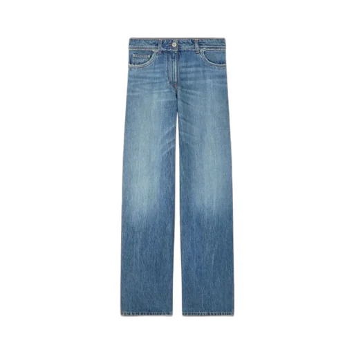Logo-Patch Fringed Jeans