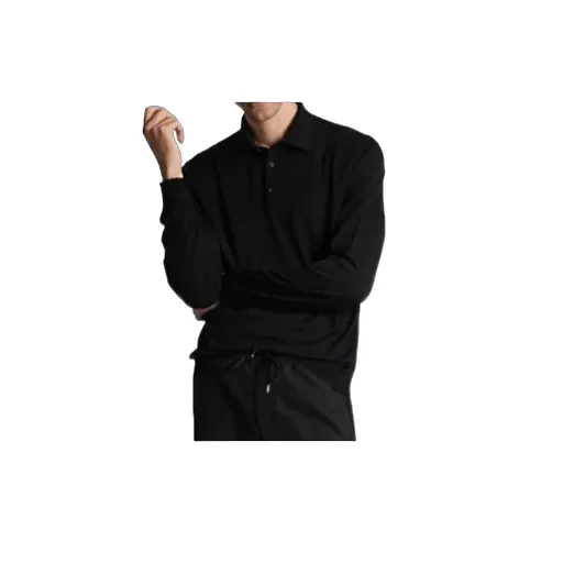 Long Sleeved Knitted Polo Shirt