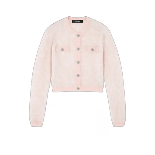 Pattern-Jacquard Knitted Cardigan