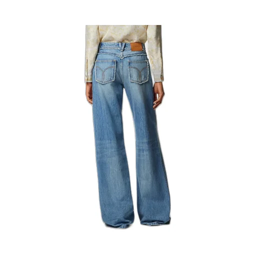 Logo-Patch Fringed Jeans