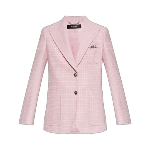 Checked Pattern Single-Breasted Blazer