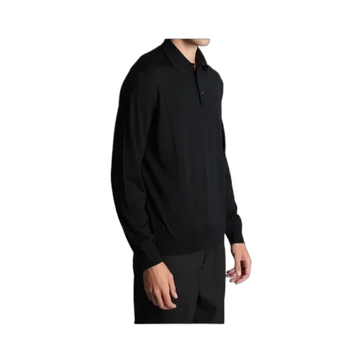 Long Sleeved Knitted Polo Shirt
