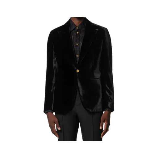 Single-Buttoned Velvet Blazer