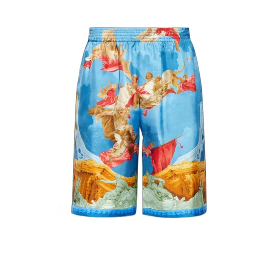 Pattern-Printed Elasticated Waistband Shorts