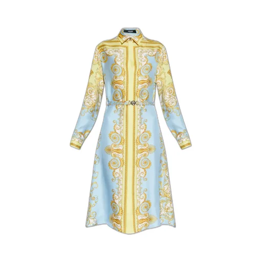 Pattern-Printed Belted Dress