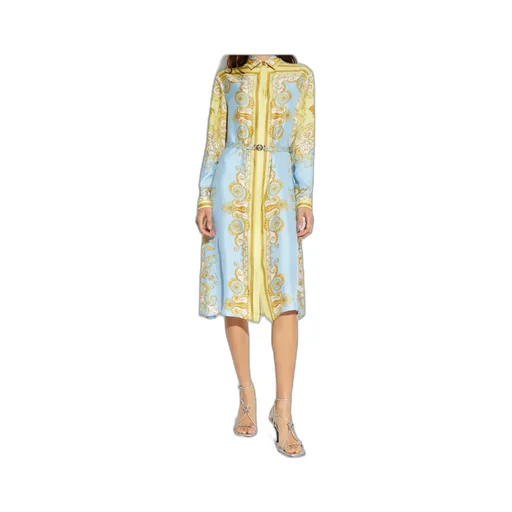 Pattern-Printed Belted Dress
