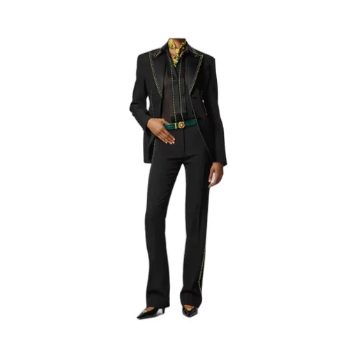 Stud-Embellished Creased Trousers