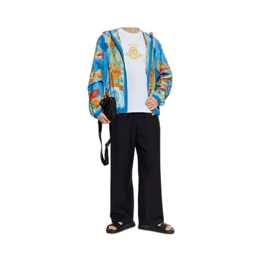 Pattern-Printed Hooded Jacket