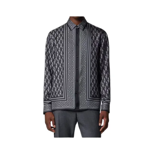 Pattern-Printed Long-Sleeved Shirt