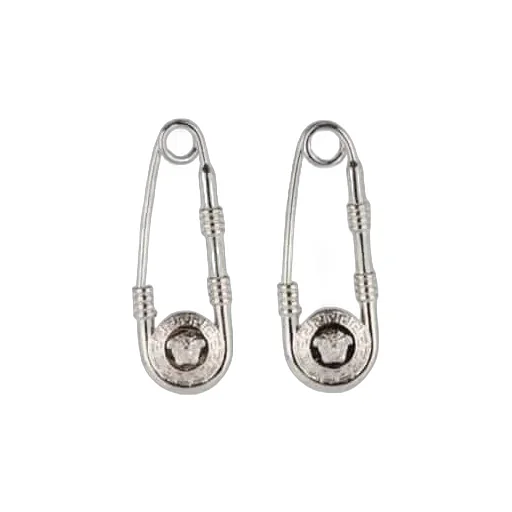 Head Motif Safety Pin-Detailed Earrings