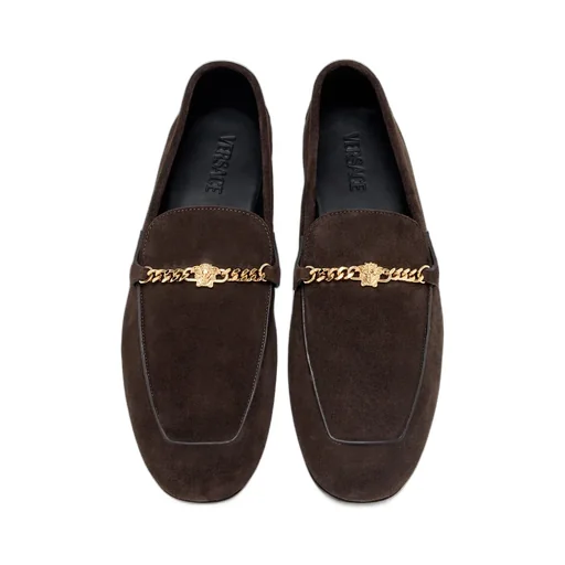 Logo Plaque Chain-Detailed Loafers