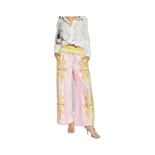Pattern-Printed Straight-Leg Trousers