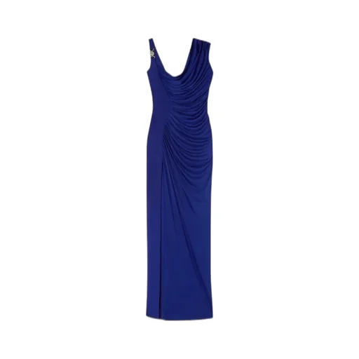 Medusa Head Logo Plaque Side-Slit Maxi Dress
